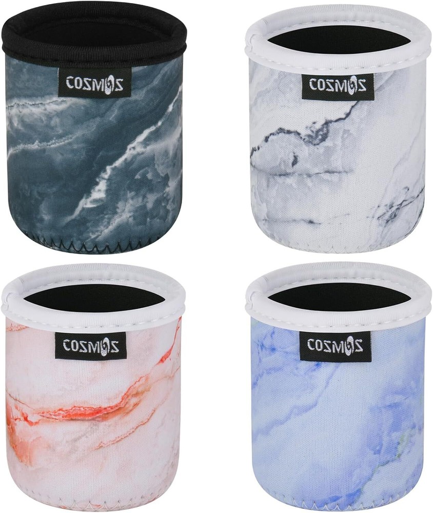 Cosmos 4 Pcs Soft Neoprene 7.5 Fl Oz Mini Can OZ, 4 Marble Patterns