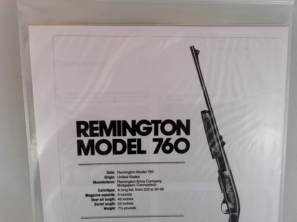 REMINGTON MODEL 760 RIFLE BREAK DOWN INSTRUCTION KIT