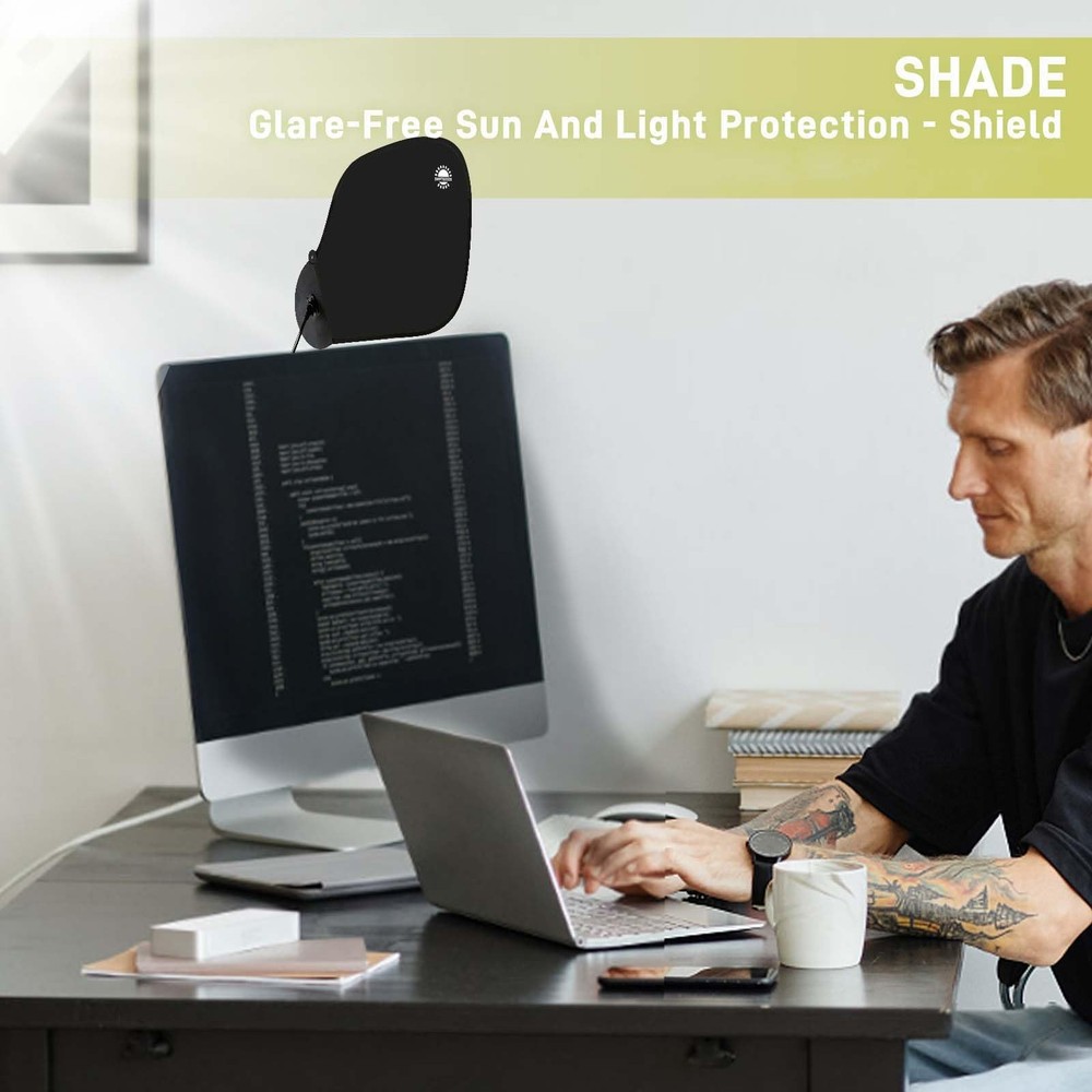 Office Desk Shade and Cubicle Shade Blocks Light Glare Adjustable Black