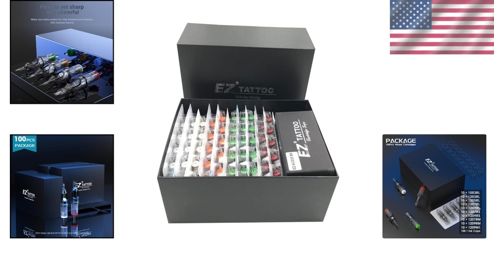 EZ Revolution Tattoo Cartridges 100pc Assorted Bugpin Mixed Needles