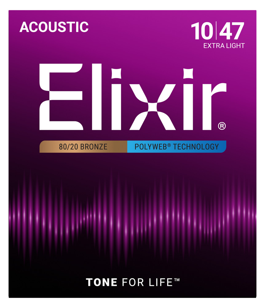 Elixir Polyweb Acoustic 80/20 Bronze Strings, Extra-Light 10-47