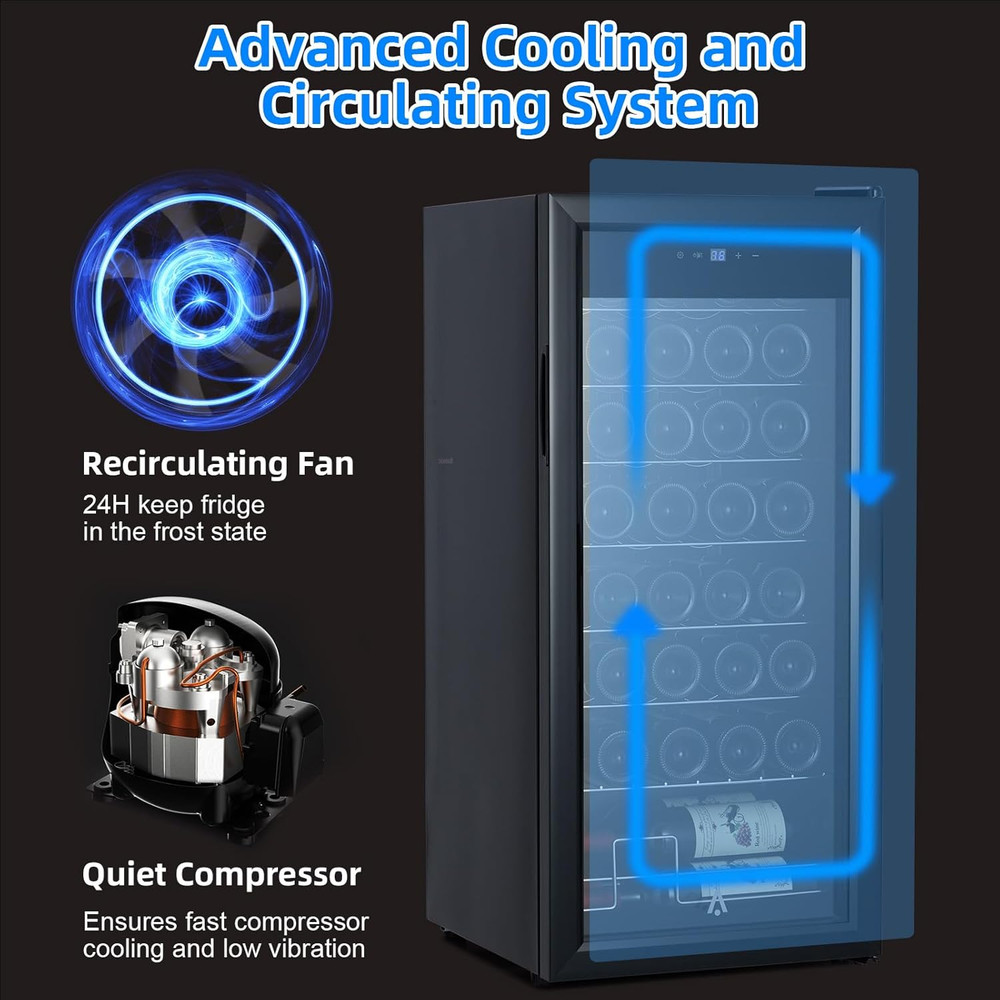 32-Bottle Wine Cellar 37 Compact Wine Cooler Digital Temperature Control