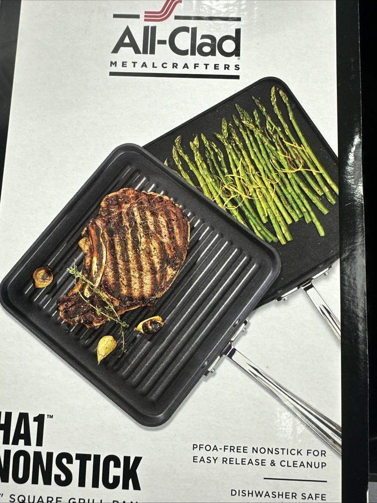 New ALL-CLAD HA1 Nonstick Square Griddle & Grill Set Bundle