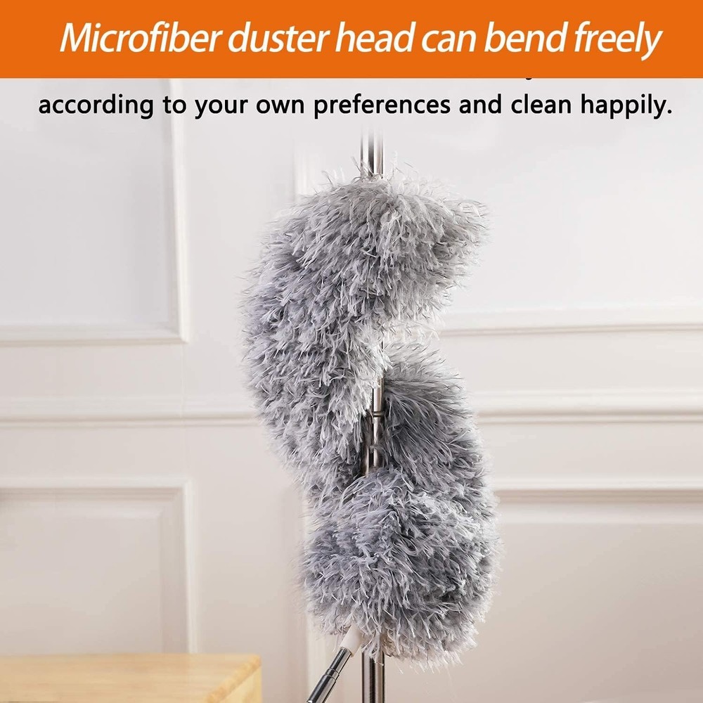 Bendable Microfiber Feather Duster with 100'' for Effortless Home Cleaning