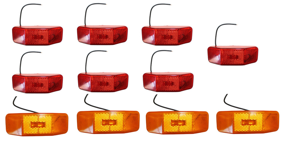 7 Red 4 Amber LED Bargman 99 Replacement Marker Lights RV Truck Trailer 225