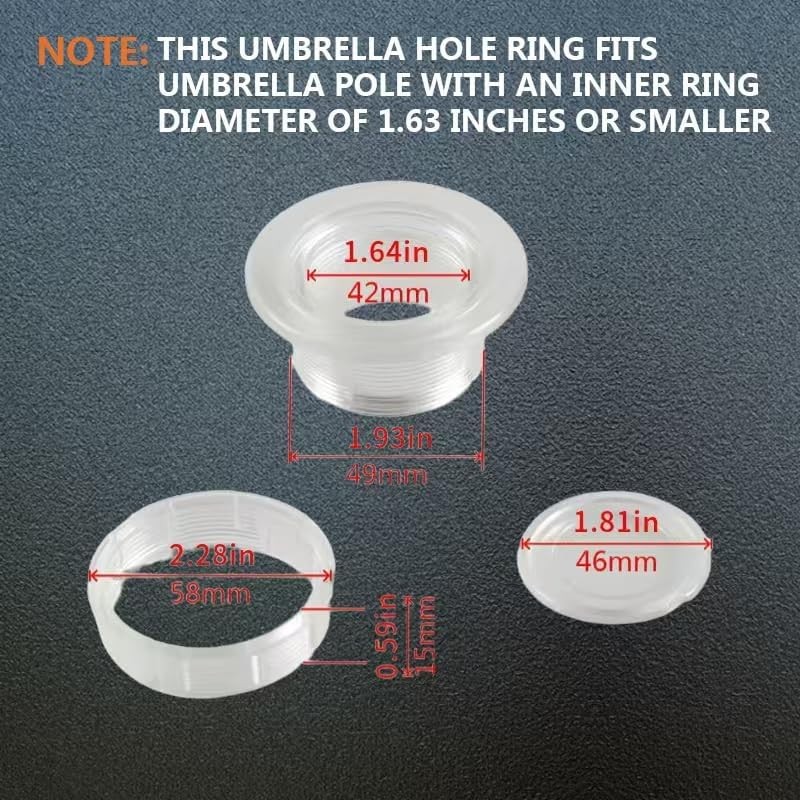 Parasol Umbrella Hole Ring Plug and Cap Set, Outdoors Deck Table Clear