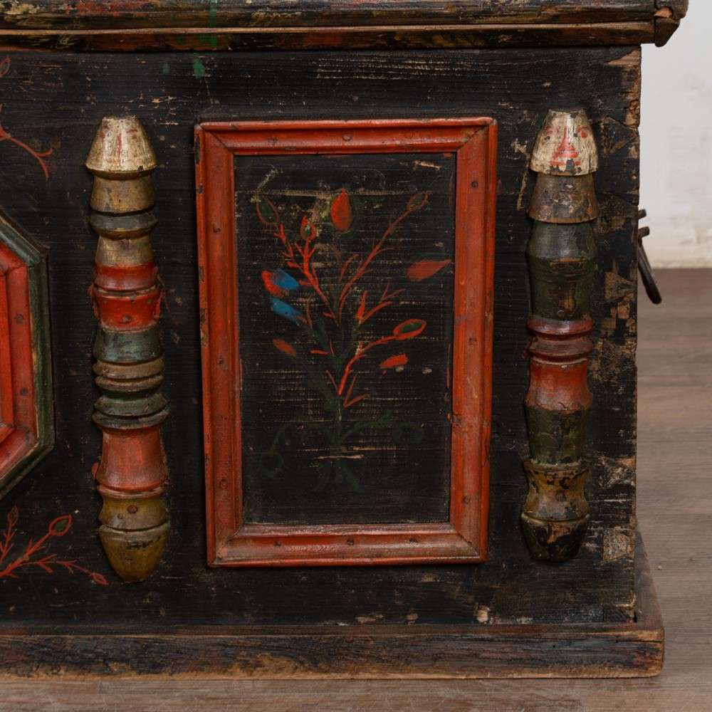 Original Painted Hungarian Flat-Top Trunk, Dated 1890