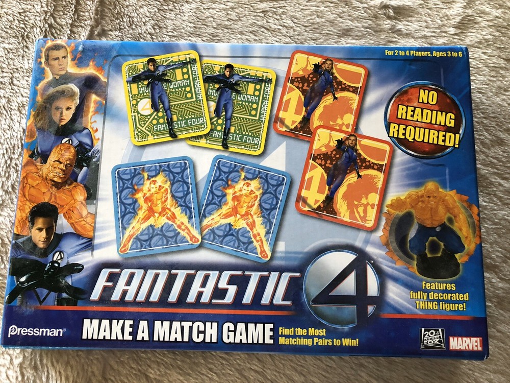 Marvel Fantastic 4 Make A Match Game Pressman  Age 3-6