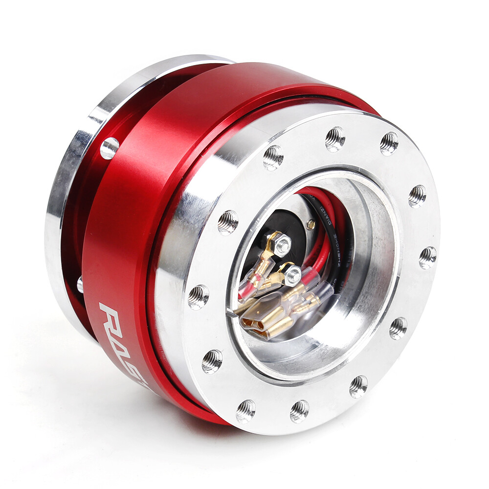 Red Quick Release Hub Adapter Snap Off Boss Kit For Car 6 Hole Steering Wheel