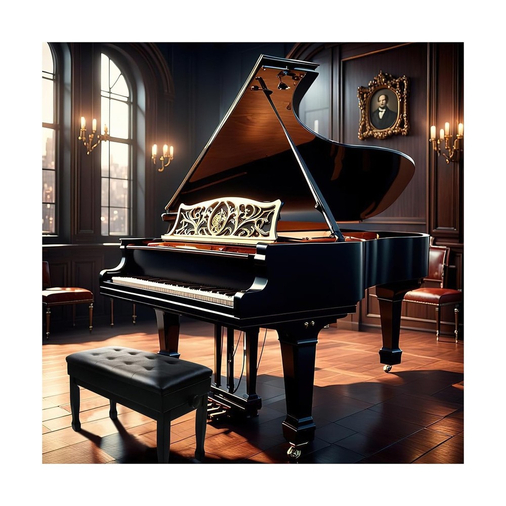 Adjustable Height Piano Bench with Storage, Solid Wood Duet Keyboard Stool, W...
