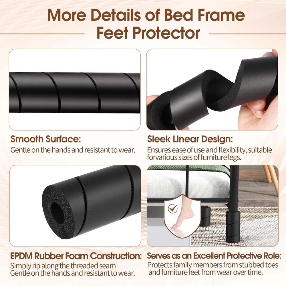 4 Pack Bed Frame Toe Protectors – Cushioned Corner Guards for Bed Frame Le