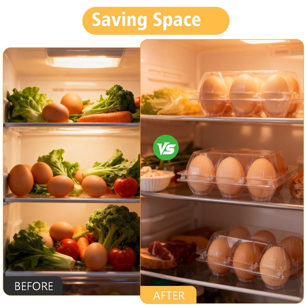 24Pack Plastic Clear Egg Carton for 6 Eggs,Egg Tray Reusable Medium Size Egg ...