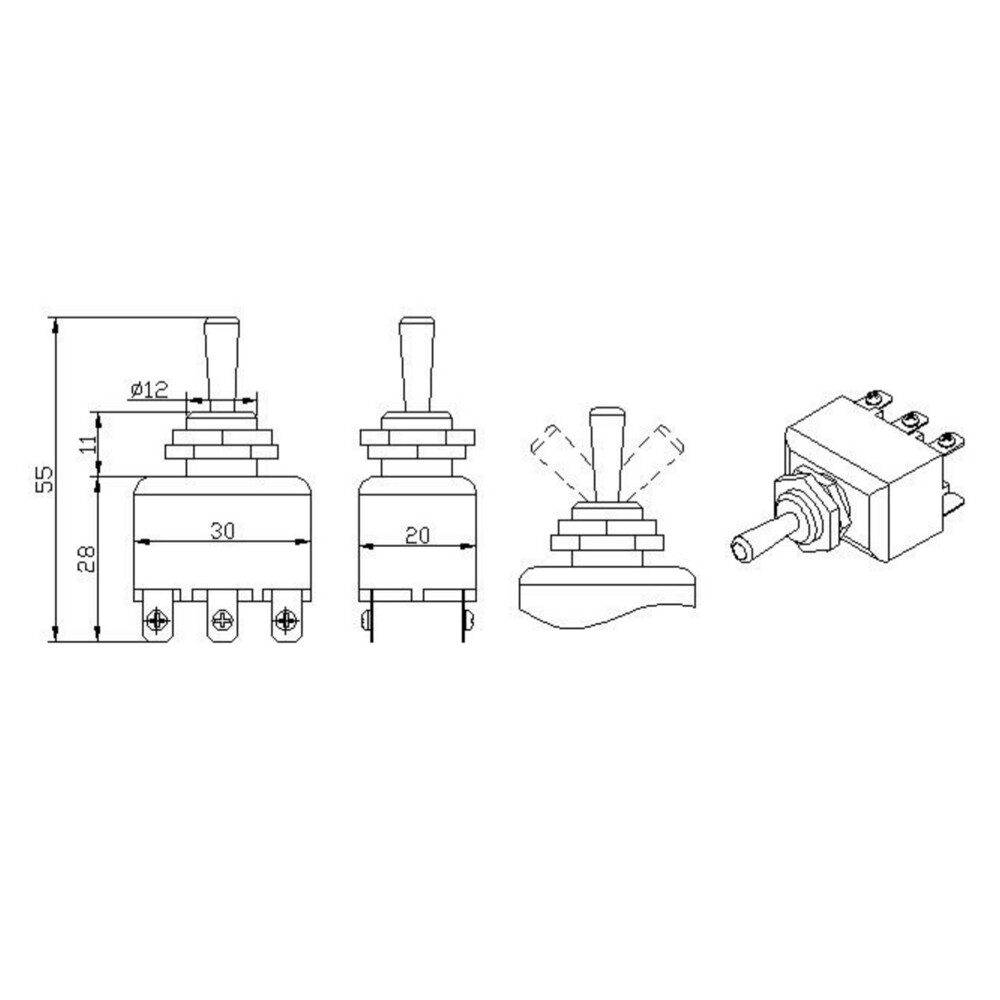 1PCS Manual Forward and Reverse Toggle Switch New DC Motor Toggle Switch