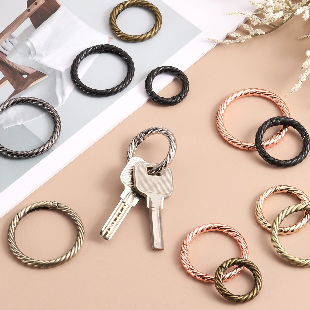 12pcs Spring O Rings 1 1/2" Round Trigger Metal Snap Hook Key Ring White