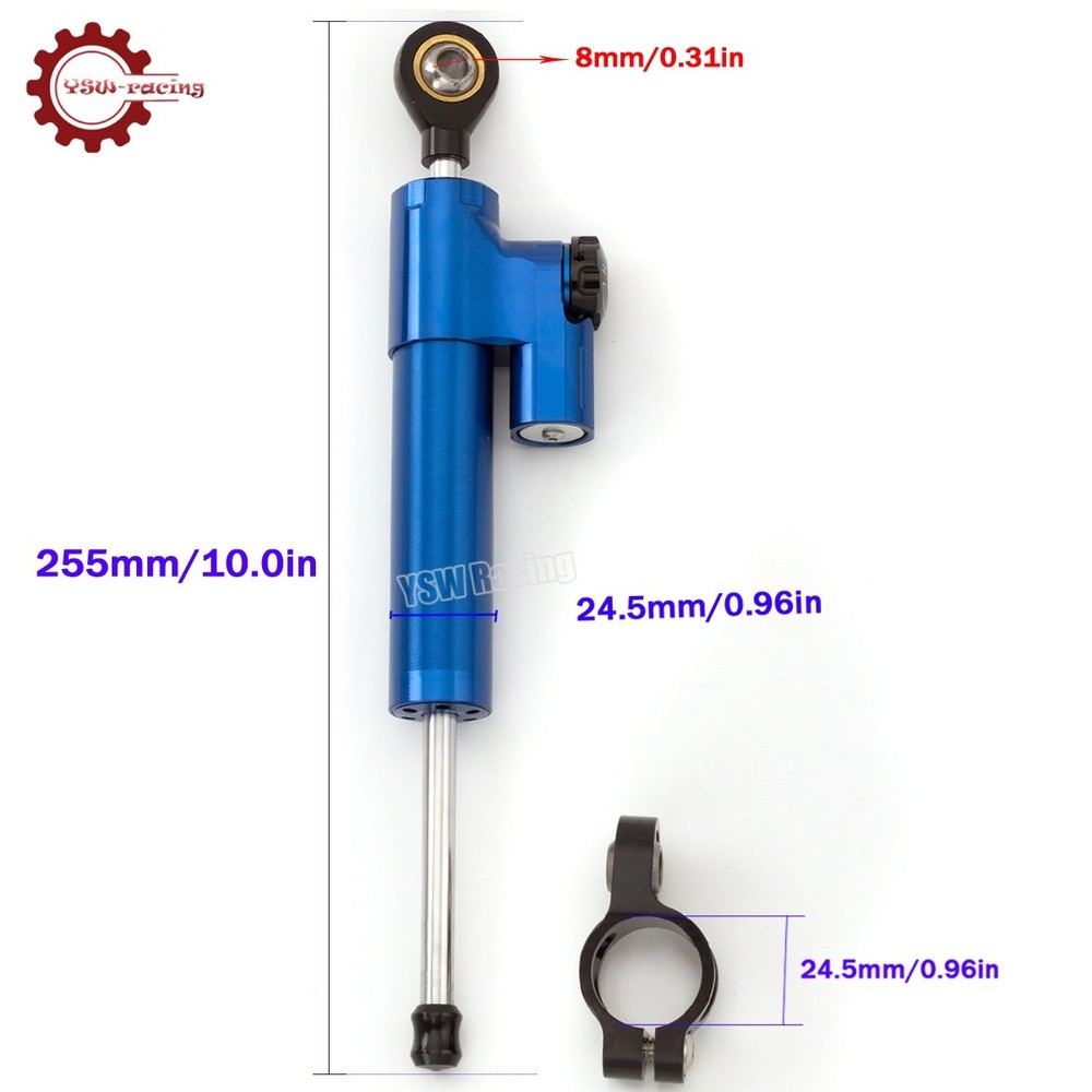 Universal Motorcycle CNC Adjustable Steering Damper Stabilizer Top Blue&Black US