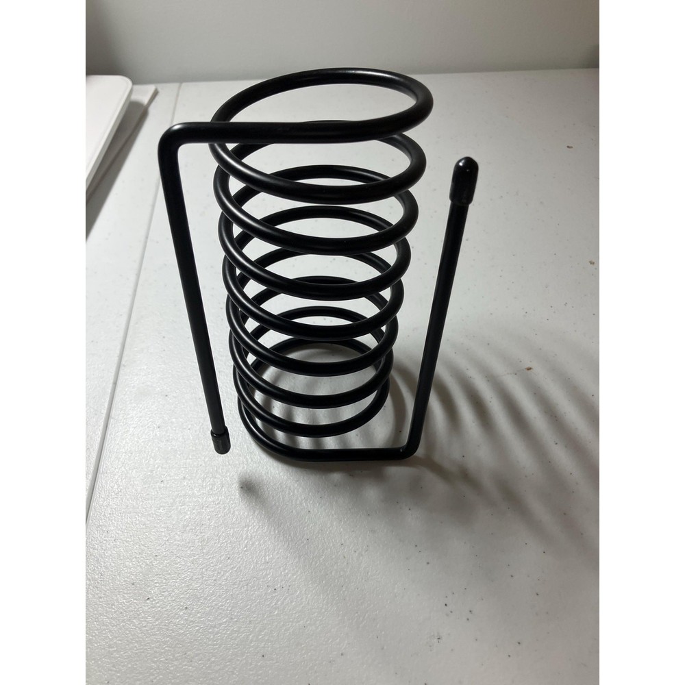 Vintage Large Black Coiled Note Letter Holder Seven Spaces