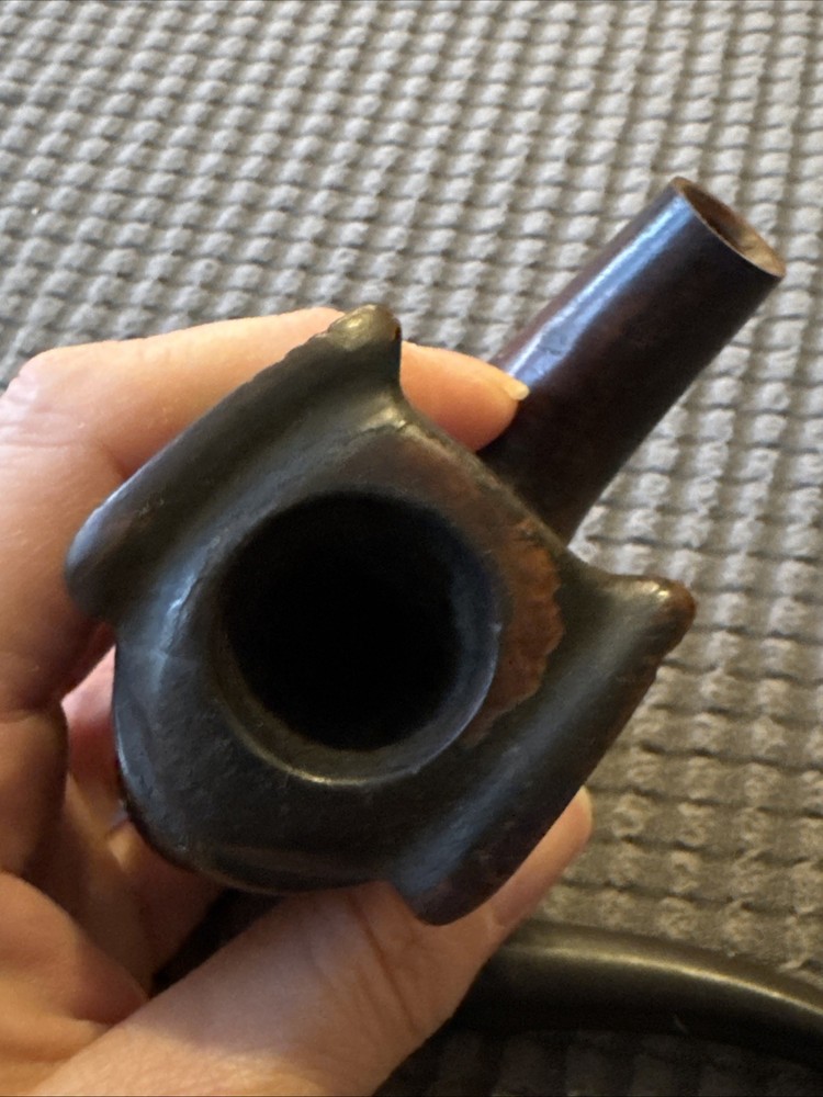 Carved Briar Pipe-Viking Warrior-As Found