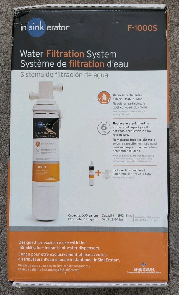 New INSINKERATOR Water Filtration System F-1000S Filter