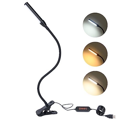 Clip on Reading Light, Clip Light, Warm & Daylight & White Light 3 Black