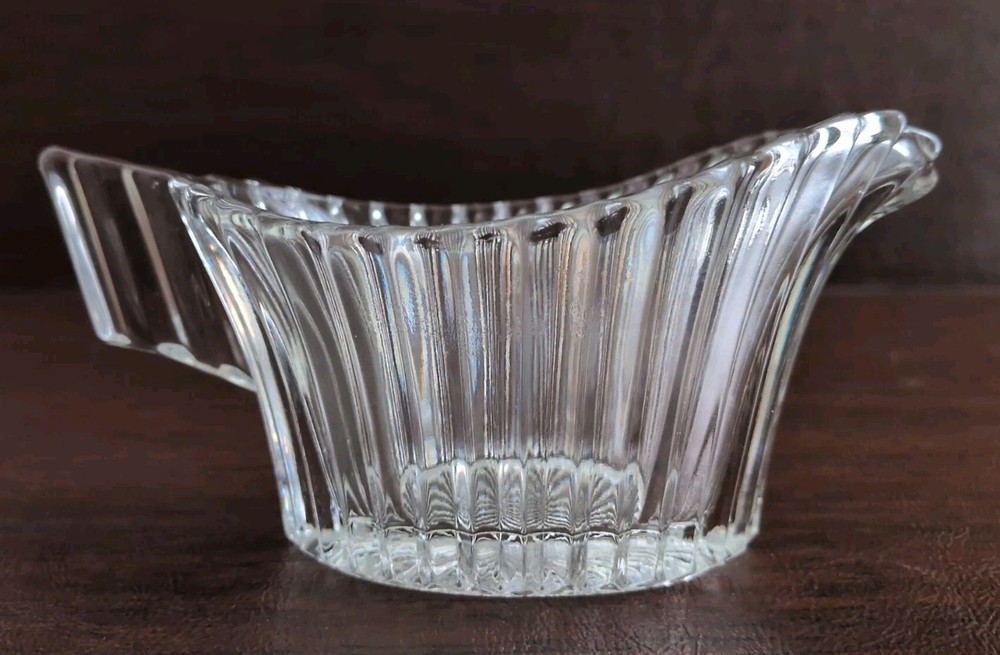 Vintage Heisly Clear Glass Sugar & Creamer Ridgeleigh Pattern EUC