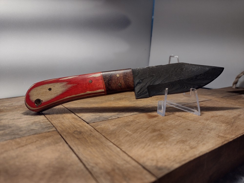 Pinkish Handled Damascus Knife