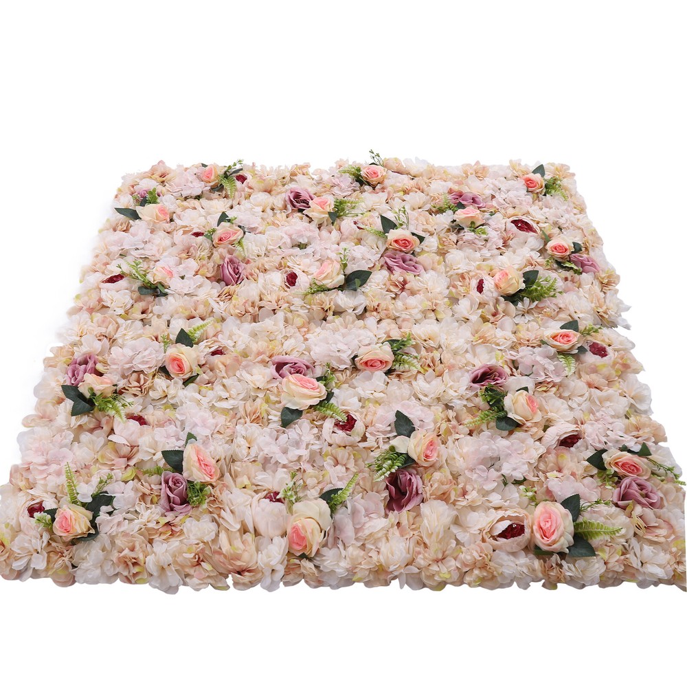 6 Pcs Panel Floral Backdrop Artificial Flower Wall Backdrop Silk Flower Wall
