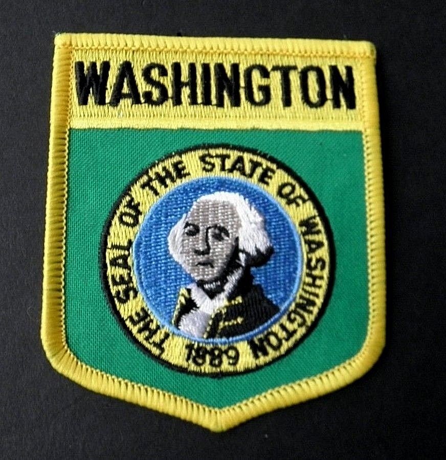 WASHINGTON US STATE IRON ON EMBROIDERED PATCH 2.6 X 3.5 INCHES