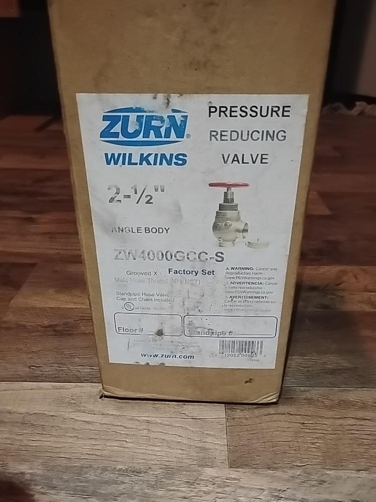 Zurn Wilkin ZW4000GCC-S, 2-1/2" Pressure Reducing Valve, w/Cap & Chain, Grv×MHT