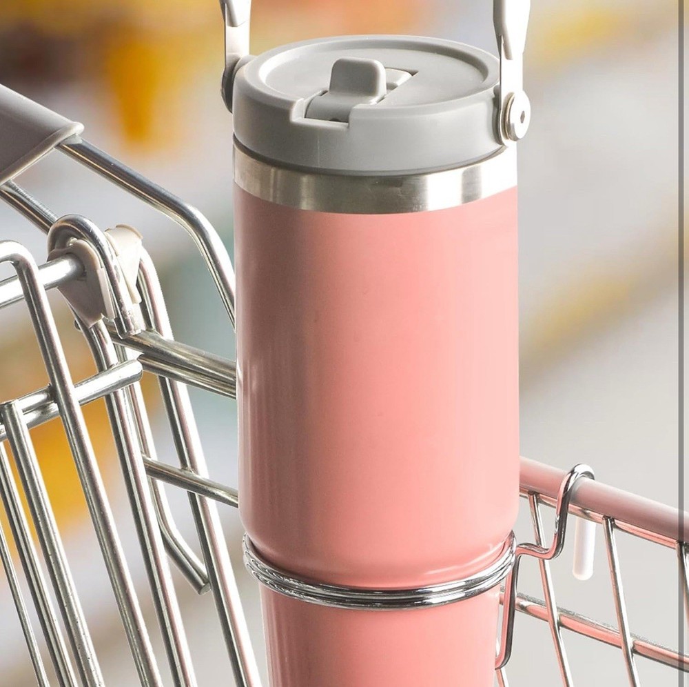 4 Pcs Portable Shopping Cart Cup Holders – Coffee & Drink Holder, Silver New