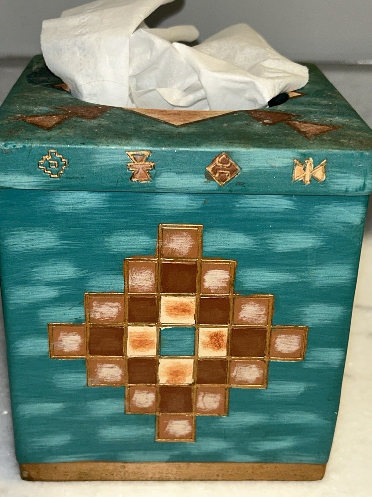 MESA NATIVE AMERICAN TISSUE BOX COVER CERAMIC COLORFUL