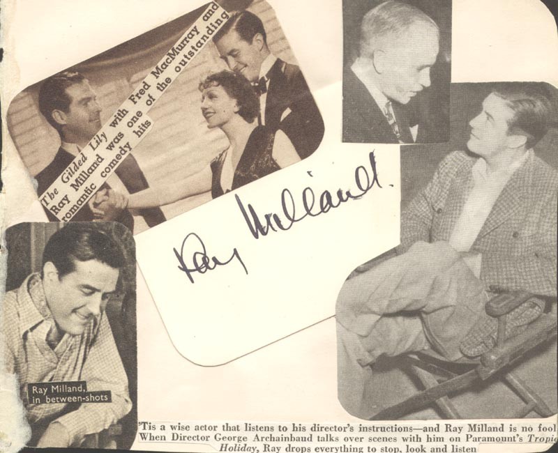RAY MILLAND - AUTOGRAPH