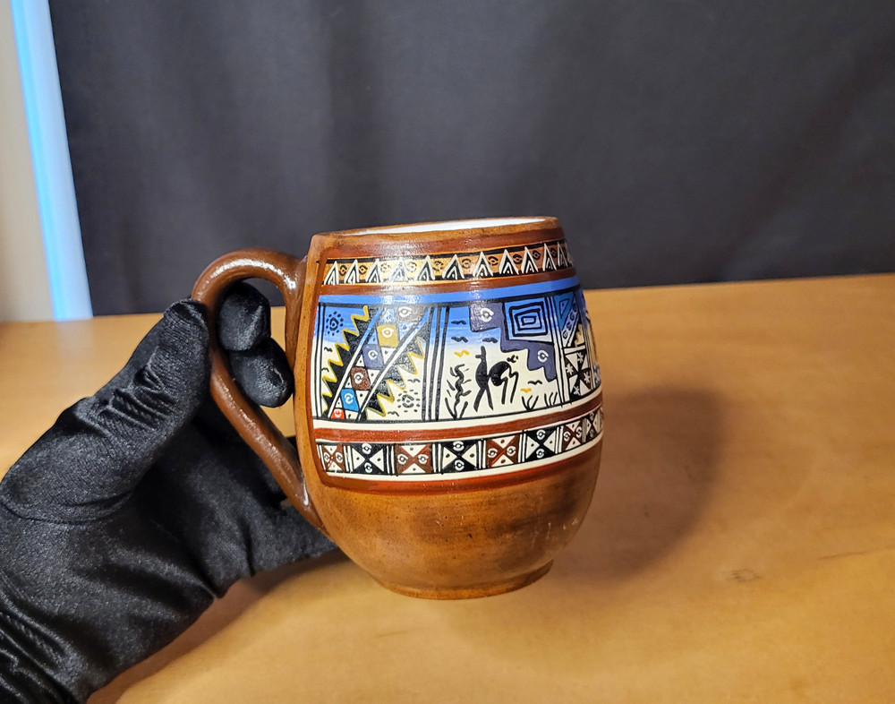 Handpainted peruvian souvenir ceramic mug