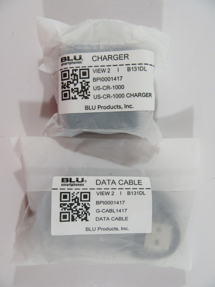 Blu View 2 B131DL Charger And Data Cable Only New Open Box