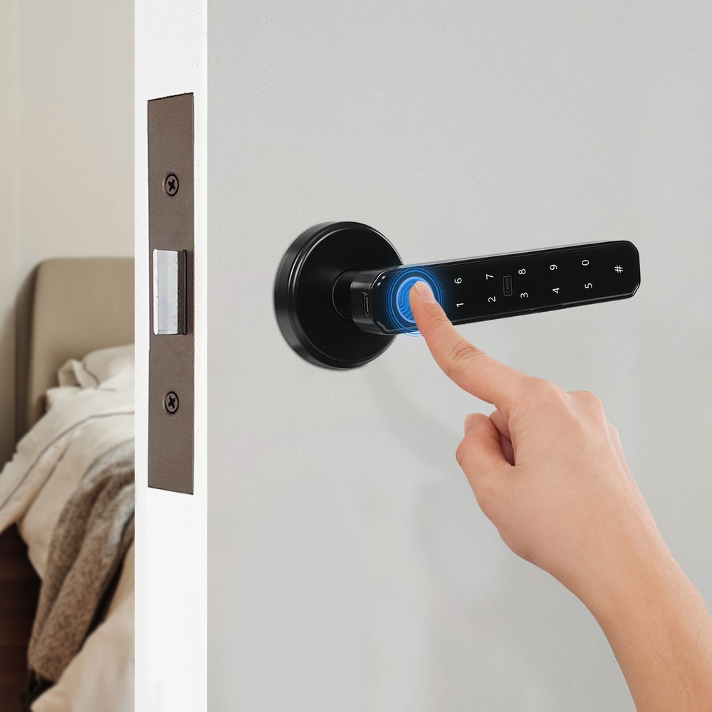 Fingerprint Smart Door Lock With Handle Keyless Entry Lock W/ Electronic Keypad
