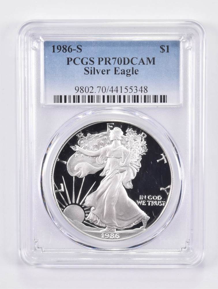 PR70 1986-S DCAM American Silver Eagle PCGS Blue Label