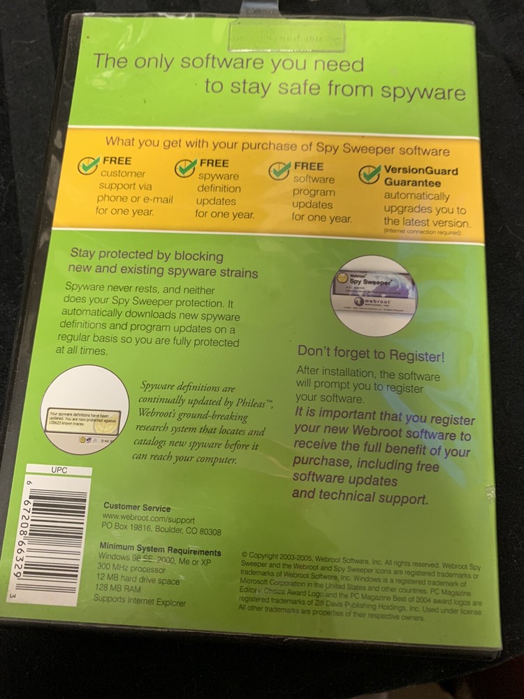 Webroot Spy Sweeper (Windows 98 SE, 2000, Me, XP Minimum Requirements)