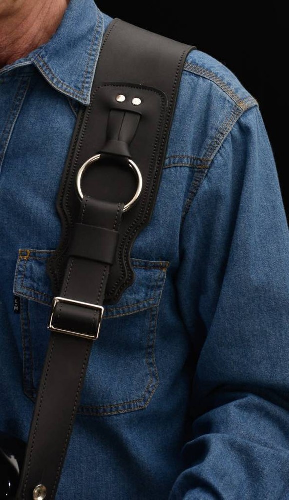 Franklin 3.5" Leather Bass Ring Strap, Cognac