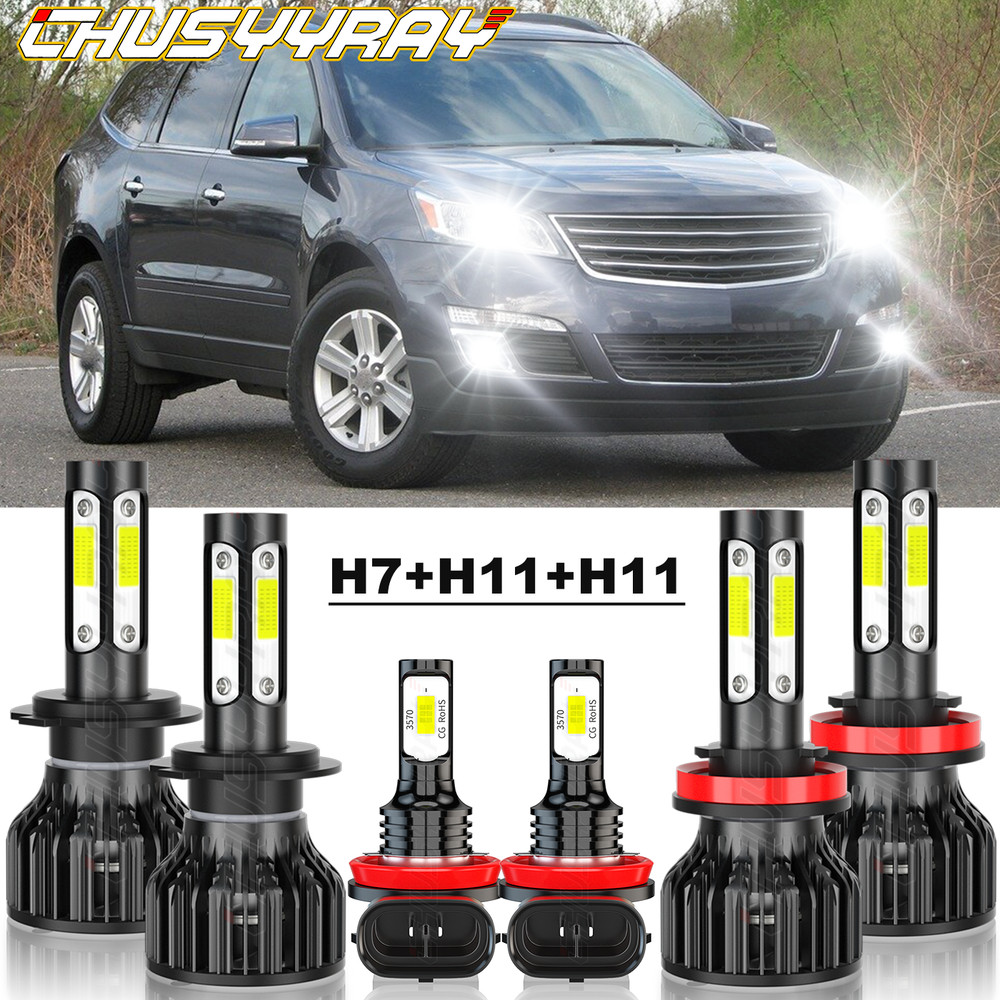 For 2013-2016 2017 2018 Chevy Traverse LED Headlight Hi/Lo+Fog Light Bulbs Combo
