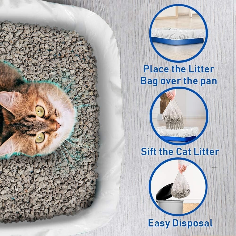 Kitty Cat Pan Disposable Elastic Sifting Liners- 5-Pack + 1 Solid Transfer-2Pack
