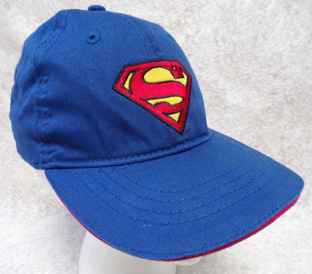 SUPERMAN DC COMICS BLUE BASEBALL CAP LARGE 100% COTTON STANDARD HAT STRETCHABLE