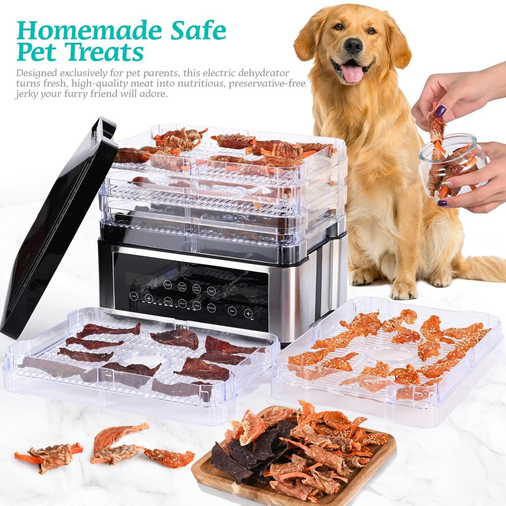Food Dehydrator, One-Touch Dehydrator with Automatic Temperature Control 5 BP...