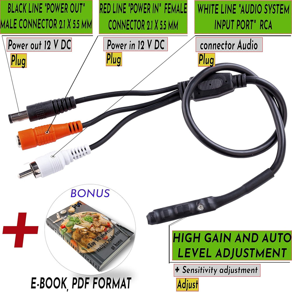CCTV Microphone Outdoor for Security Camera IP: Audio Surveillance Microphone RC