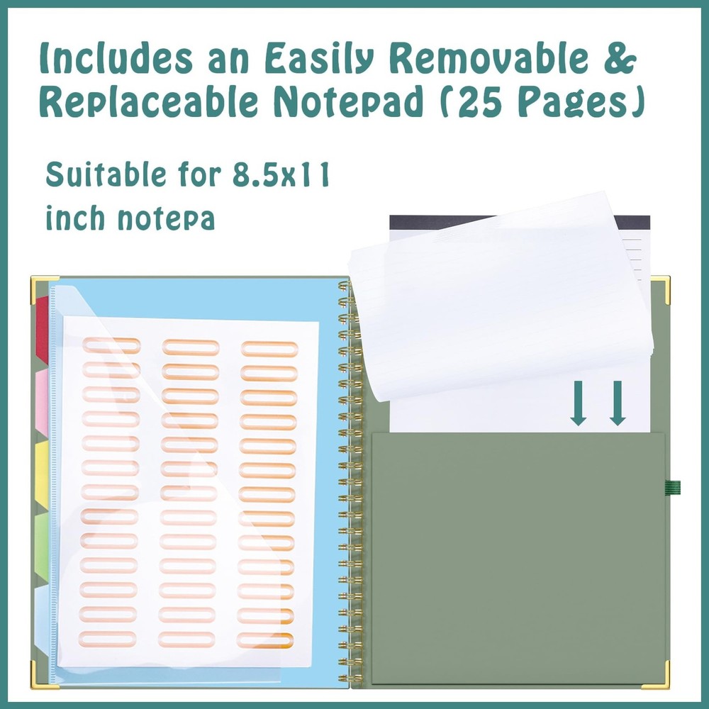HAUTOCO Clipboard Folio with Refillable Notepad for Letter Size (11" x 8.5"),...
