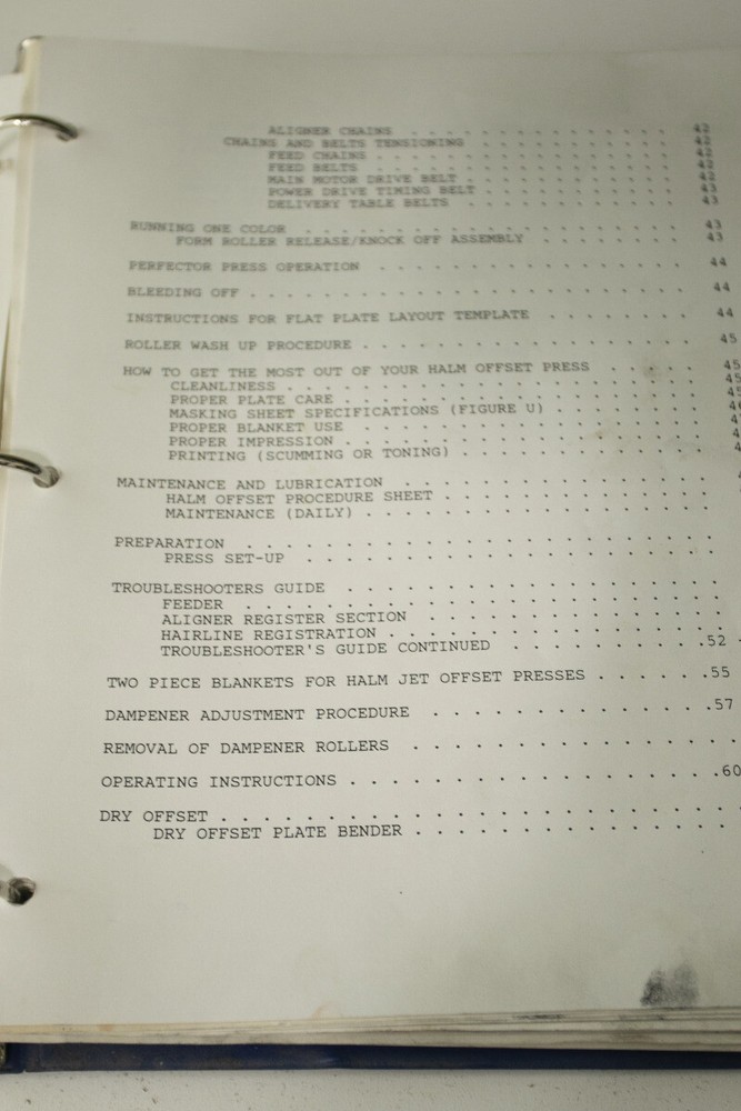 Halm Jet Press Operation Manual