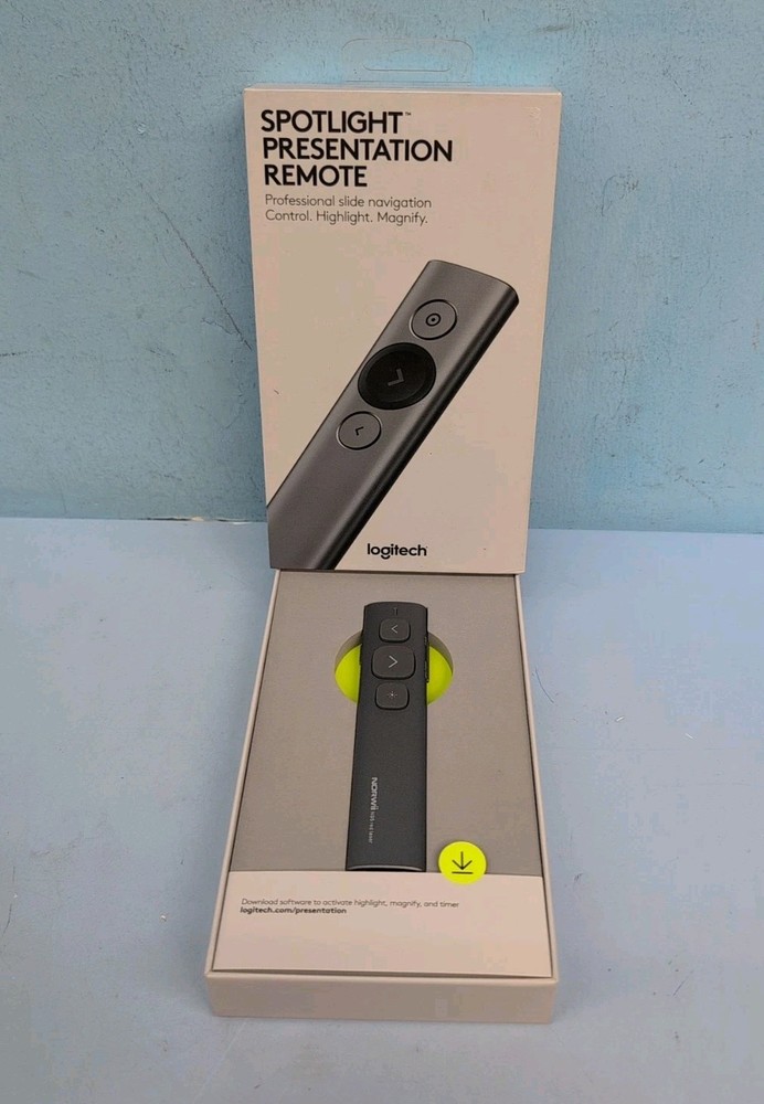 Logitech Spotlight Presentation Remote 100 Ft Range Slate 910-004654