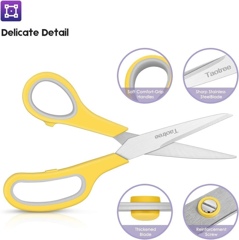 Scissors Bulk Set of 6-Pack, 8" Scissors All Purpose Comfort Grip Sharp Shear...