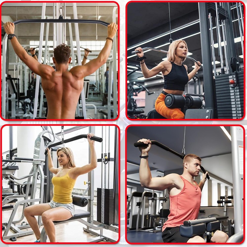 LAT Pull Down Bar Cable Machine Attachment Bar Accessories with Rubber Home Gym