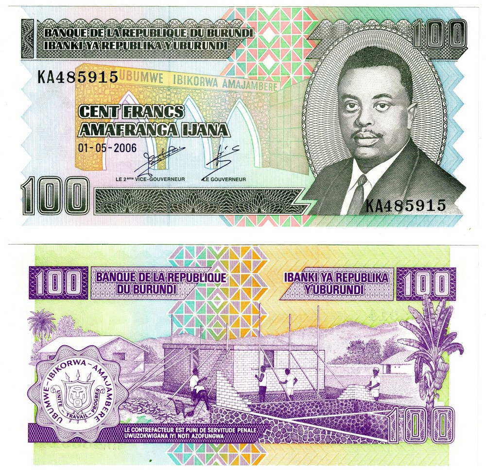 2006 Burundi 100 Francs Banknote UNC P37e