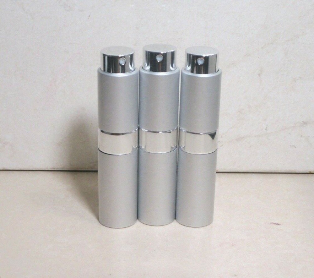 EMPTY PORTABLE SILVER ATOMIZER CASE REFILL ~ 3 PIECE LOT ~ NWOB
