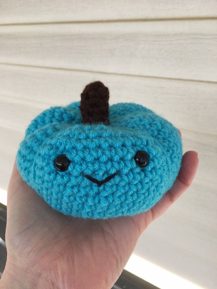 small crochet teal pumpkin